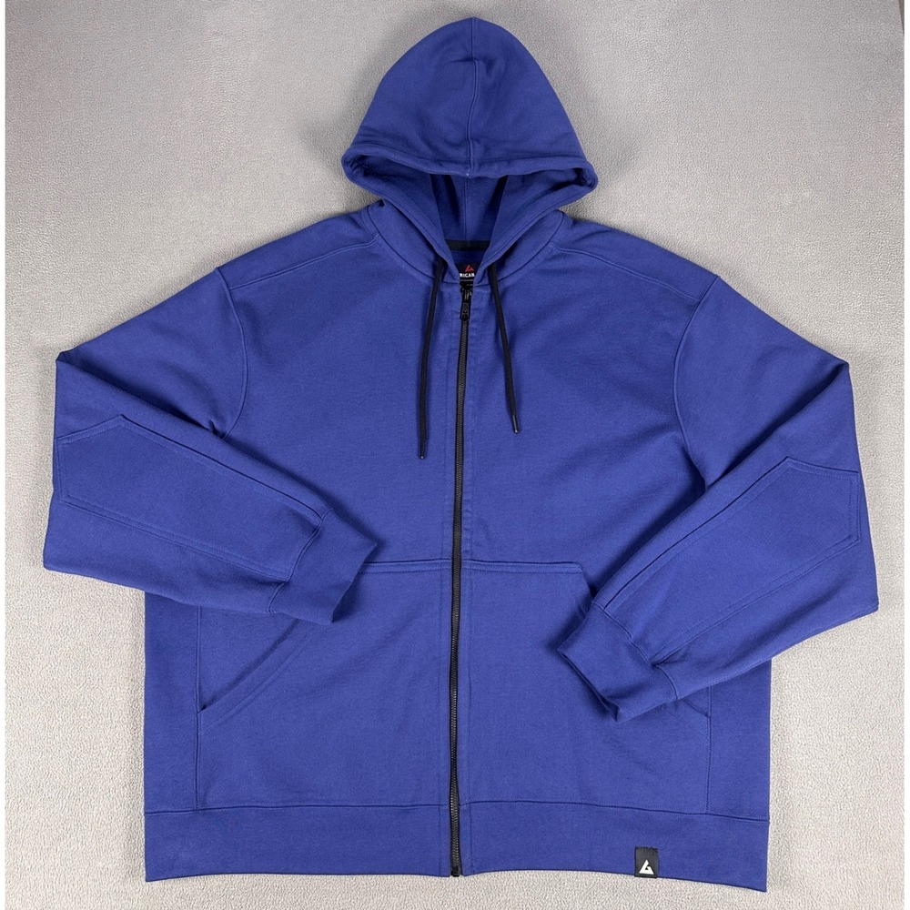 American Giant Hoodie Jacket Mens 2XL Indigo Blue Heavyweight Fleece Minimalist